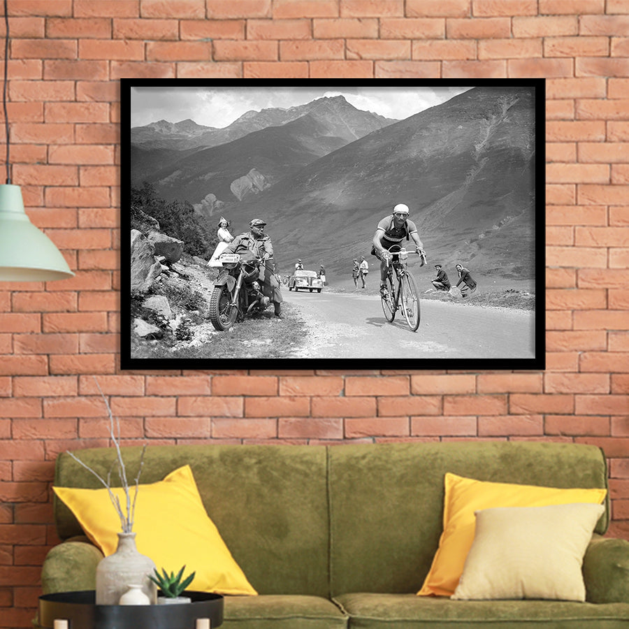 Tour De France 1950, Gino Bartali, Cycling Bike Framed Art Prints Wall Decor, Framed Picture, Large Art Prints