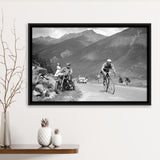 Tour De France 1950, Gino Bartali, Cycling Bike Framed Canvas Prints Wall Art, Floating Frame, Large Canvas Home Decor