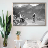 Tour De France 1950, Gino Bartali, Cycling Bike Framed Canvas Prints Wall Art, Floating Frame, Large Canvas Home Decor