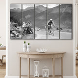 Tour De France 1950, Gino Bartali, Cycling Bike, 5 Panel B Canvas Prints Wall Art, Extra Large Canvas Decor
