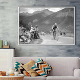 Tour De France 1950, Gino Bartali, Cycling Bike Framed Canvas Prints Wall Art, Floating Frame, Large Canvas Home Decor