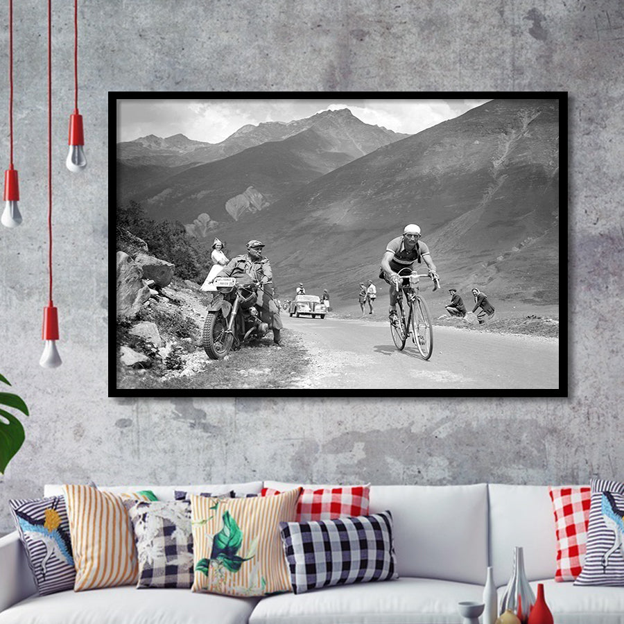 Tour De France 1950, Gino Bartali, Cycling Bike Framed Art Prints Wall Decor, Framed Picture, Large Art Prints