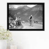 Tour De France 1950, Gino Bartali, Cycling Bike Framed Canvas Prints Wall Art, Floating Frame, Large Canvas Home Decor