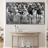 Tour De France Cyclists Smoking Black And White Print, Tour De France Bikers Larger Canvas Art, 5 Piece Canvas Prints Wall Art Decor