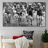 Tour De France Cyclists Smoking Black And White Print, Tour De France Bikers Larger Canvas Art, 5 Piece Canvas Prints Wall Art Decor