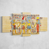 Traditional Handmade Papyrus, Ancient Egypt Canvas Art, 5 Panel Canvas Prints Wall Art,Mixed Canvas, Large Canvas