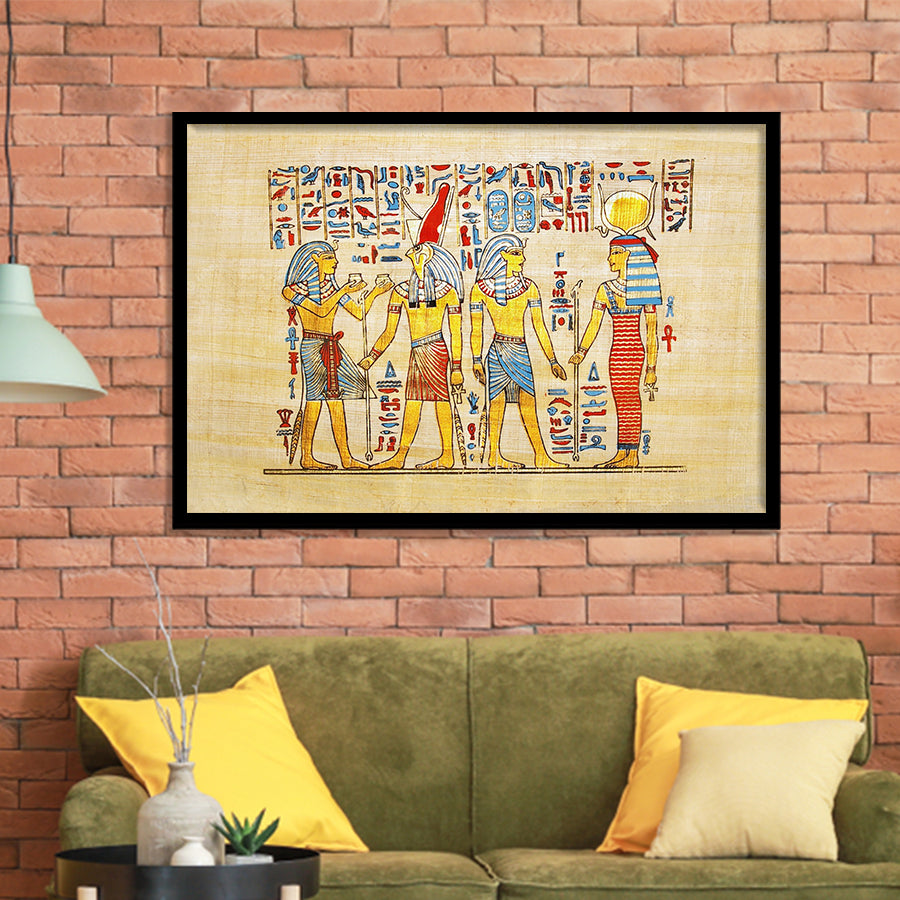Traditional Handmade Papyrus, Ancient Egypt Canvas Art Framed Art Prints Wall Decor, Framed Picture, Large Art Prints