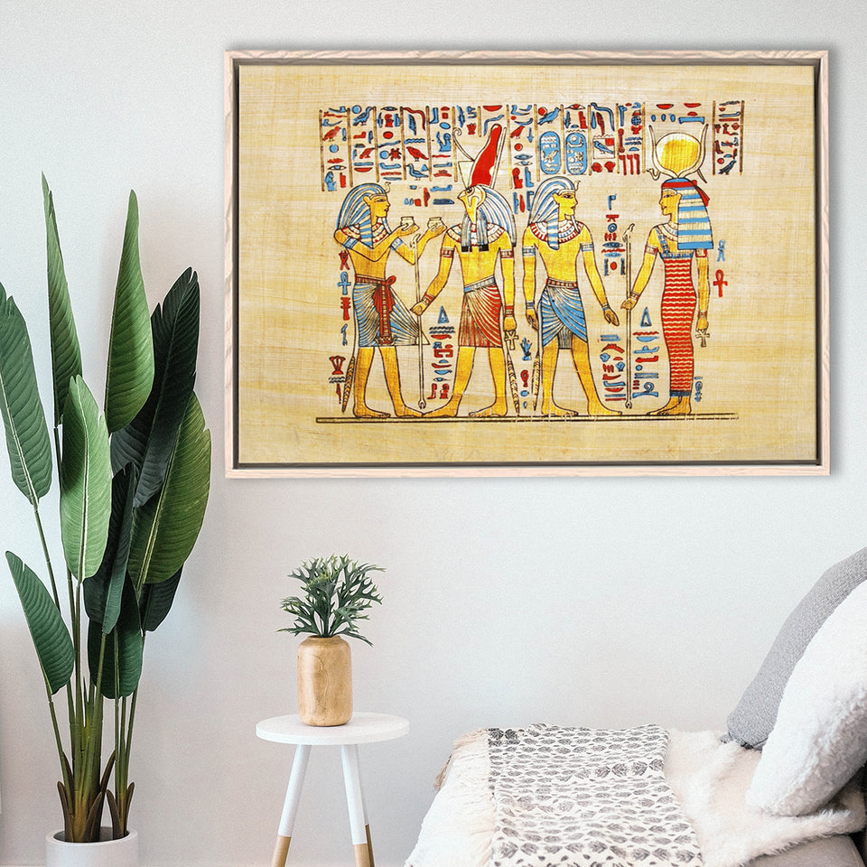 Traditional Handmade Papyrus, Ancient Egypt Canvas Art Framed Canvas Prints Wall Art, Floating Frame, Large Canvas Home Decor