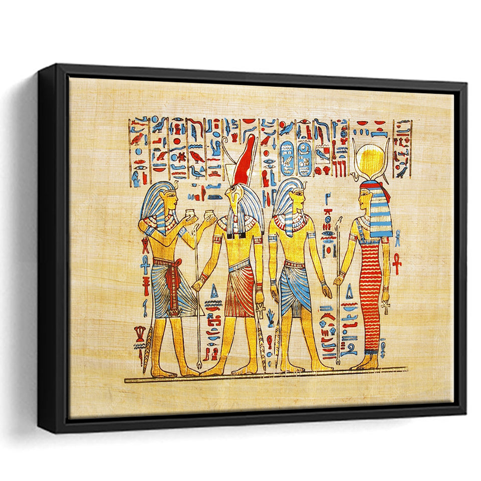 Traditional Handmade Papyrus, Ancient Egypt Canvas Art Framed Canvas Prints Wall Art, Floating Frame, Large Canvas Home Decor