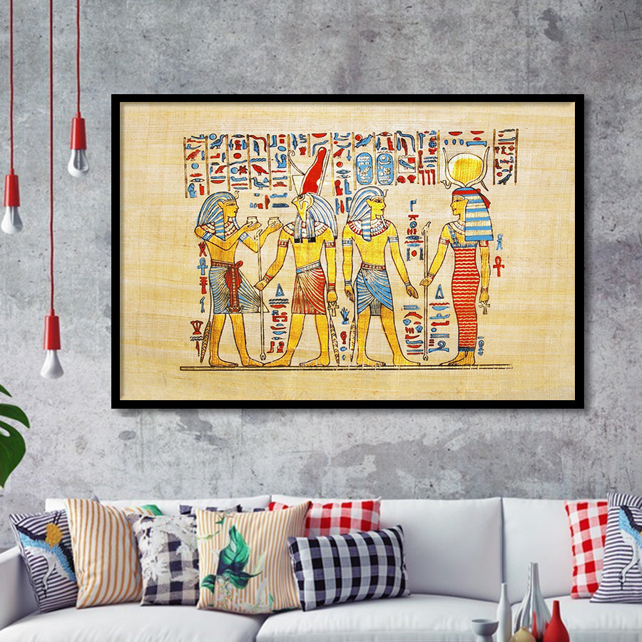 Traditional Handmade Papyrus, Ancient Egypt Canvas Art Framed Art Prints Wall Decor, Framed Picture, Large Art Prints