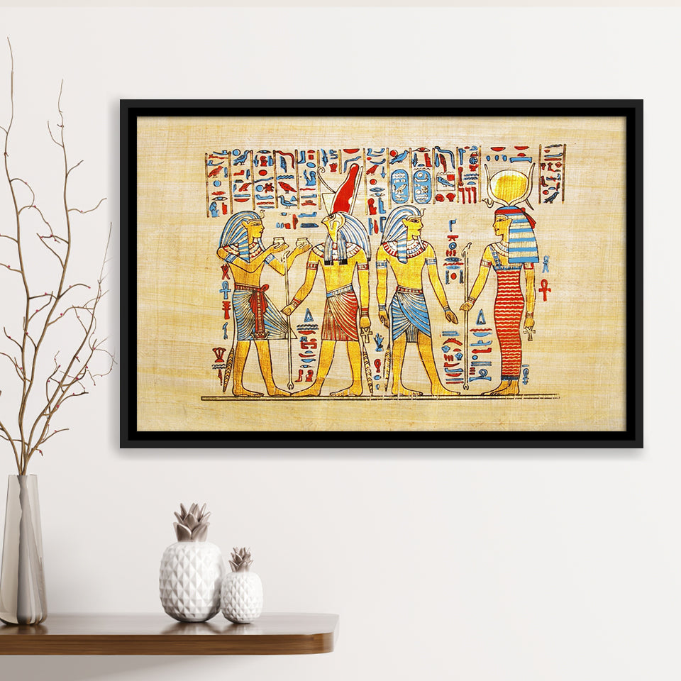 Traditional Handmade Papyrus, Ancient Egypt Canvas Art Framed Canvas Prints Wall Art, Floating Frame, Large Canvas Home Decor