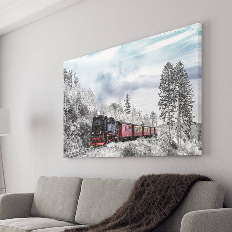 Train Large Locomotive Train Landscape Canvas Prints Wall Art Home Decor - Painting Canvas, Ready to hang