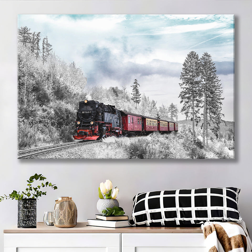 Train Large Locomotive Train Landscape Canvas Prints Wall Art Home Decor - Painting Canvas, Ready to hang