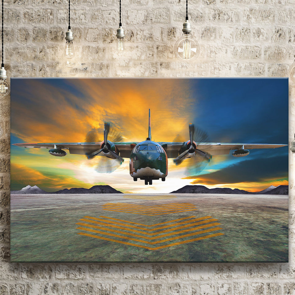 Transport Airplane Takeoff Runway Clouds Dawn Canvas Prints Wall Art Decor - Painting Canvas, Art Prints, Ready to Hang