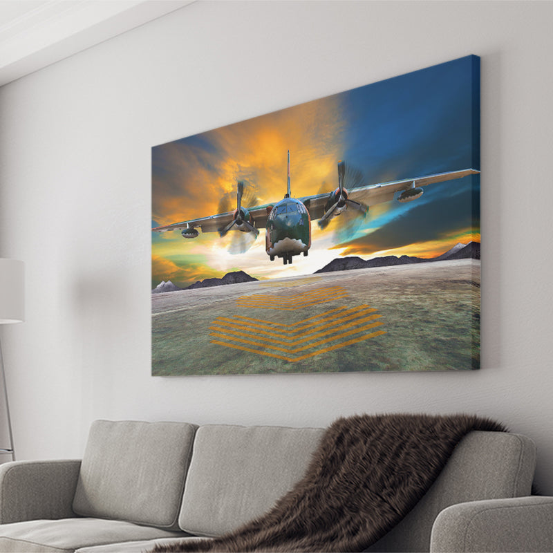 Transport Airplane Takeoff Runway Clouds Dawn Canvas Prints Wall Art Decor - Painting Canvas, Art Prints, Ready to Hang