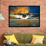 Transport Airplane Takeoff Runway Clouds Dawn Framed Art Prints Wall Decor - Painting Art, Framed Picture, Ready to Hang