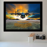 Transport Airplane Takeoff Runway Clouds Dawn Framed Art Prints Wall Decor - Painting Art, Framed Picture, Ready to Hang