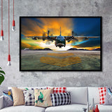 Transport Airplane Takeoff Runway Clouds Dawn Framed Art Prints Wall Decor - Painting Art, Framed Picture, Ready to Hang