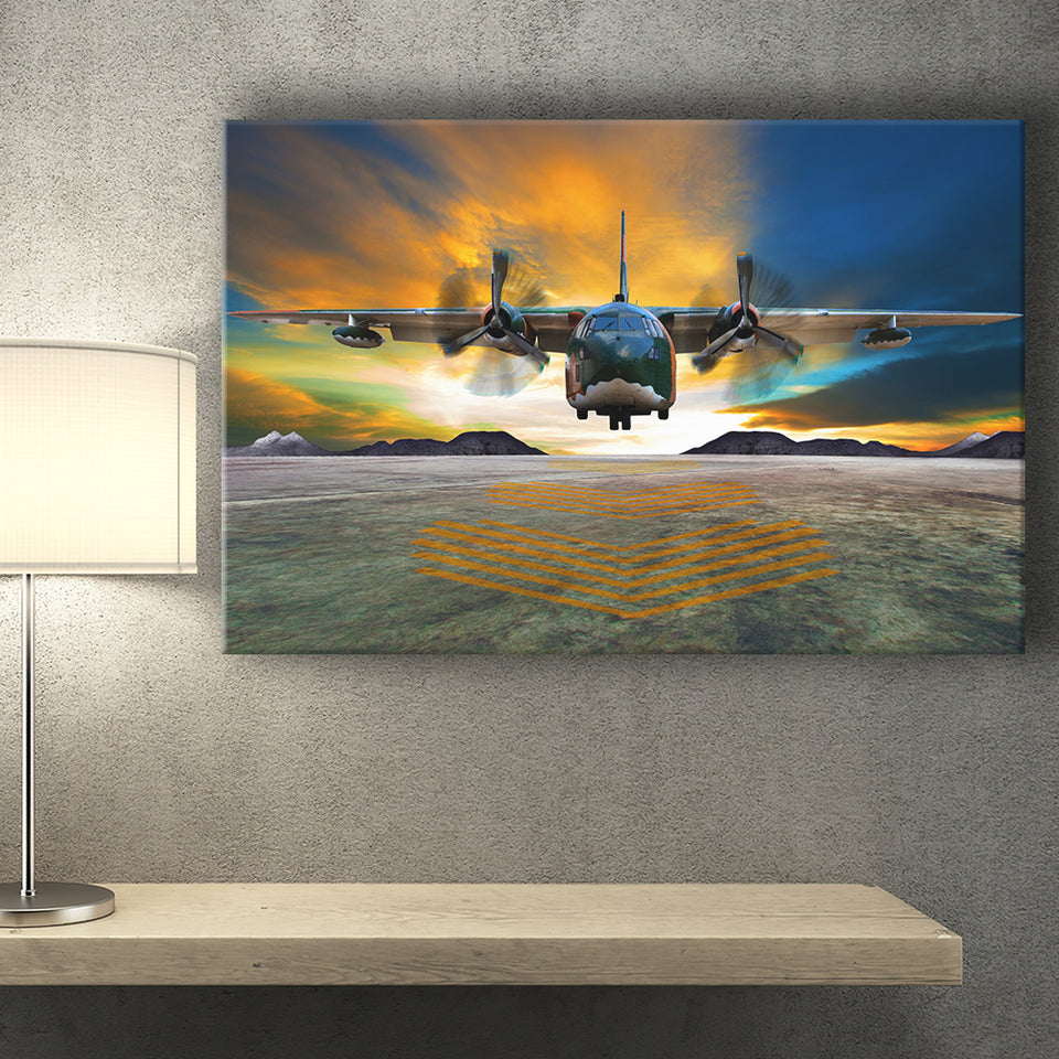 Transport Airplane Takeoff Runway Clouds Dawn Canvas Prints Wall Art Decor - Painting Canvas, Art Prints, Ready to Hang