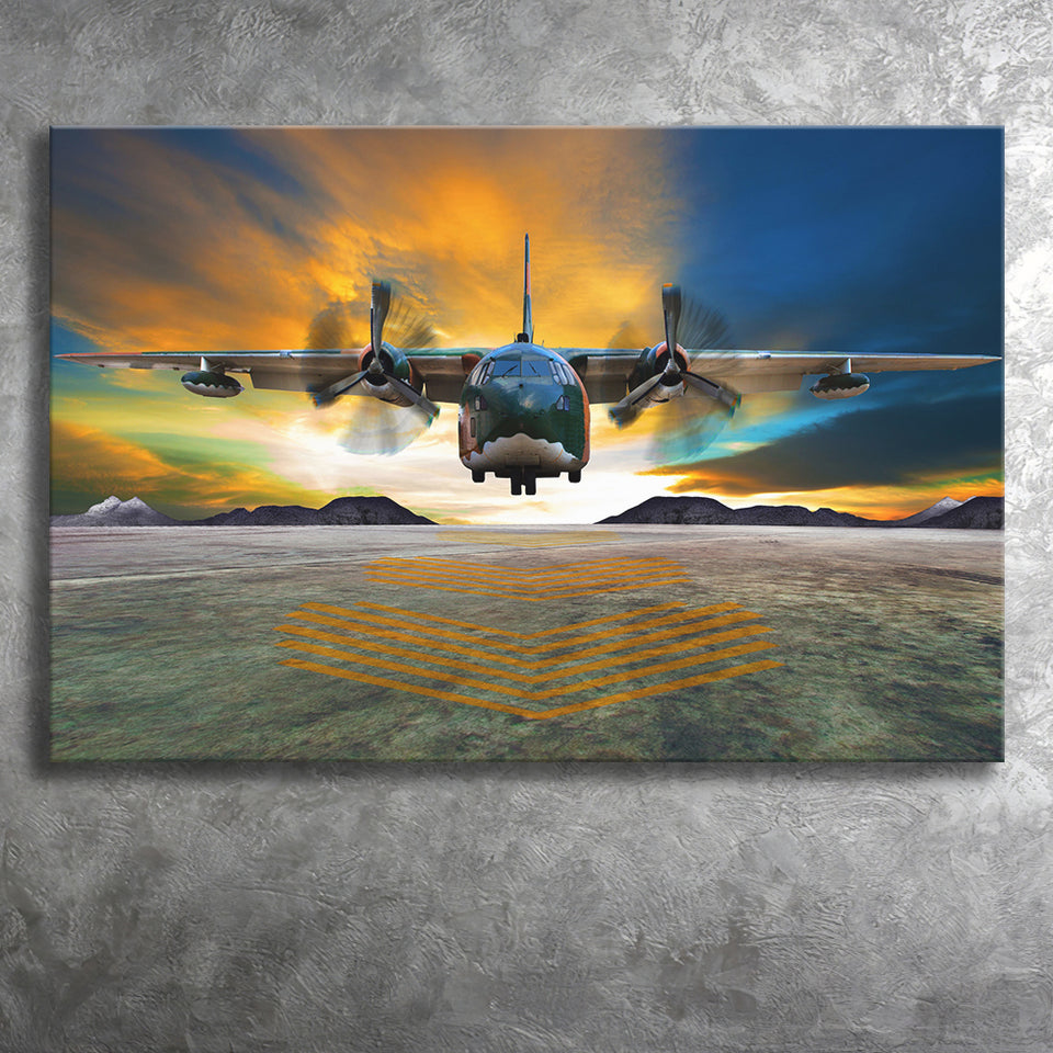 Transport Airplane Takeoff Runway Clouds Dawn Canvas Prints Wall Art Decor - Painting Canvas, Art Prints, Ready to Hang