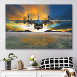 Transport Airplane Takeoff Runway Clouds Dawn Canvas Prints Wall Art Decor - Painting Canvas, Art Prints, Ready to Hang
