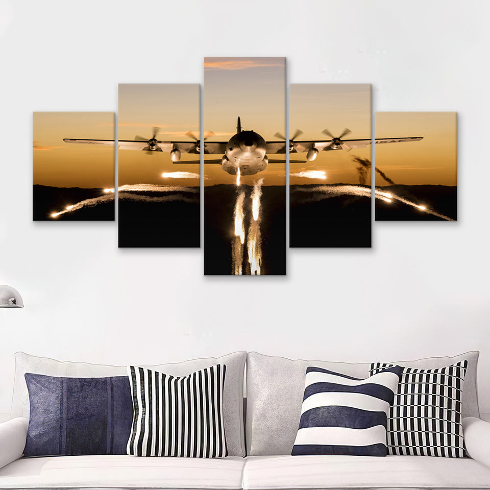 Transport Aircraft War Airplane 5 Piece Canvas Prints Wall Art Decor - Painting Canvas, Multi Panels