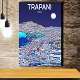 Trapani Italy Art Night Art Print ,City Art Print, Large Canvas, Canvas Print Wall Art Home Decor