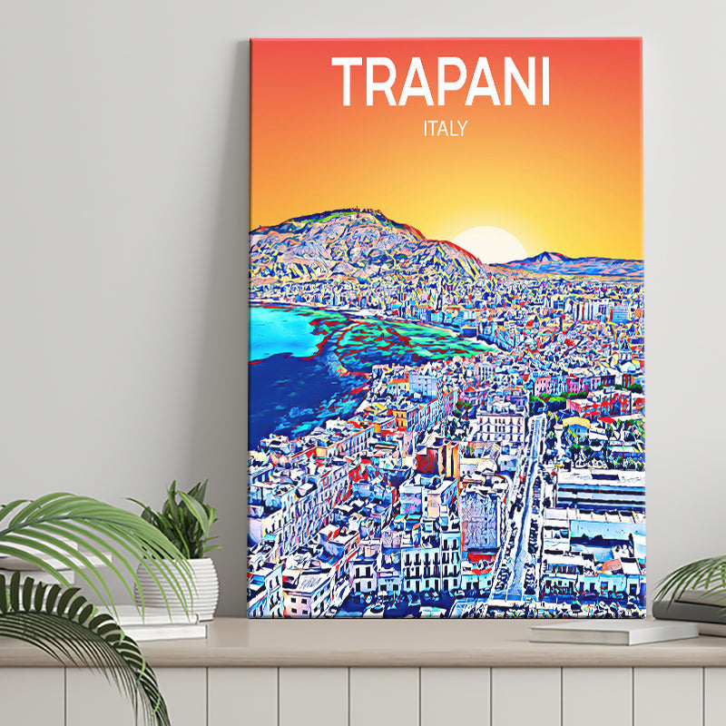 Trapani Italy Art Sunset Art Print ,City Art Print, Large Canvas, Canvas Print Wall Art Home Decor