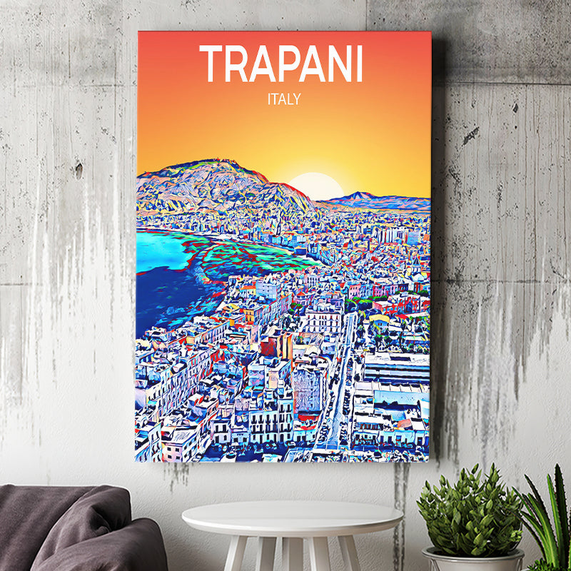 Trapani Italy Art Sunset Art Print ,City Art Print, Large Canvas, Canvas Print Wall Art Home Decor