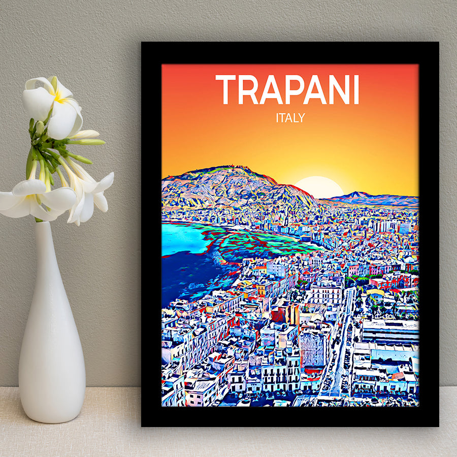 Trapani Italy Art Sunset Art Print, City Art Print, Framed Art Print Wall Art Home Decor, Framed Picture