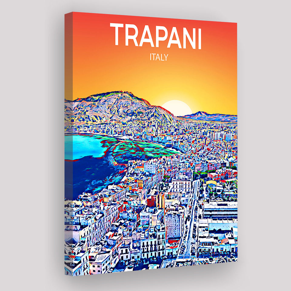 Trapani Italy Art Sunset Art Print ,City Art Print, Large Canvas, Canvas Print Wall Art Home Decor