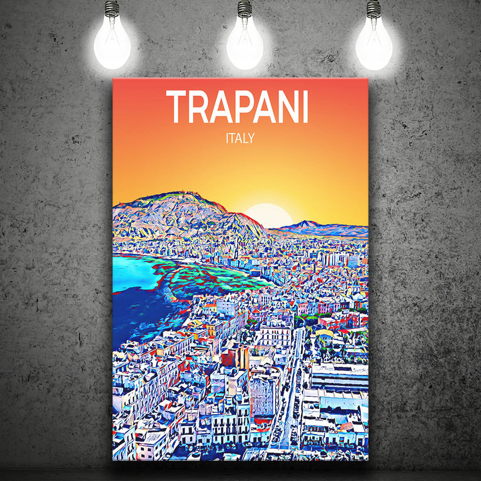 Trapani Italy Art Sunset Art Print ,City Art Print, Large Canvas, Canvas Print Wall Art Home Decor
