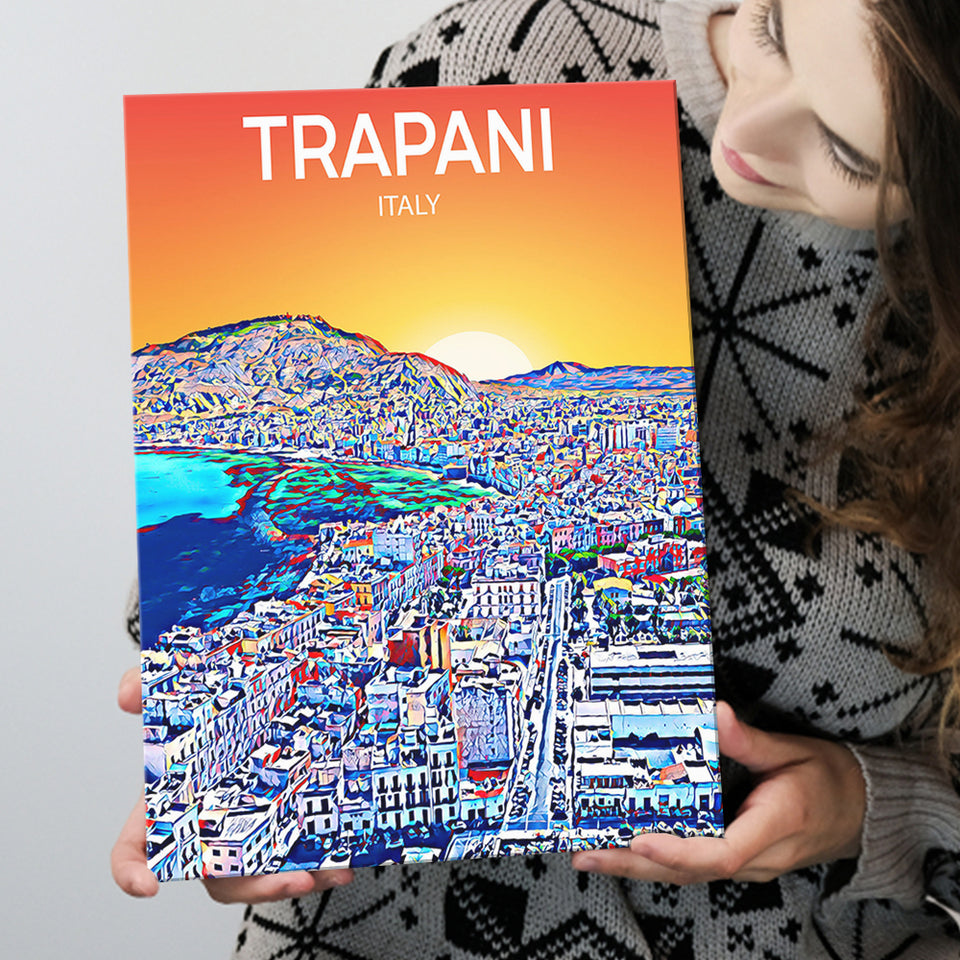 Trapani Italy Art Sunset Art Print ,City Art Print, Large Canvas, Canvas Print Wall Art Home Decor