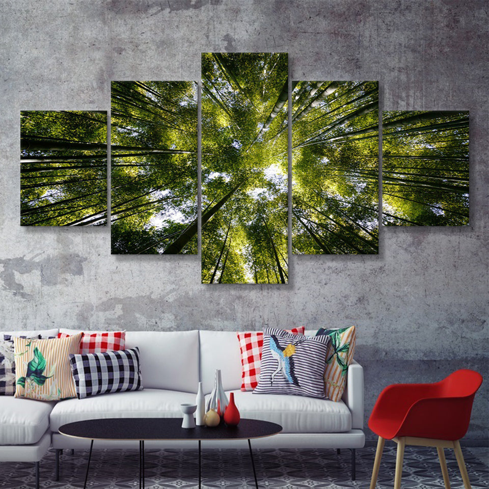 Tree Crowns 5 Piece Canvas Prints Wall Art Decor - Painting Canvas, Multi Panels