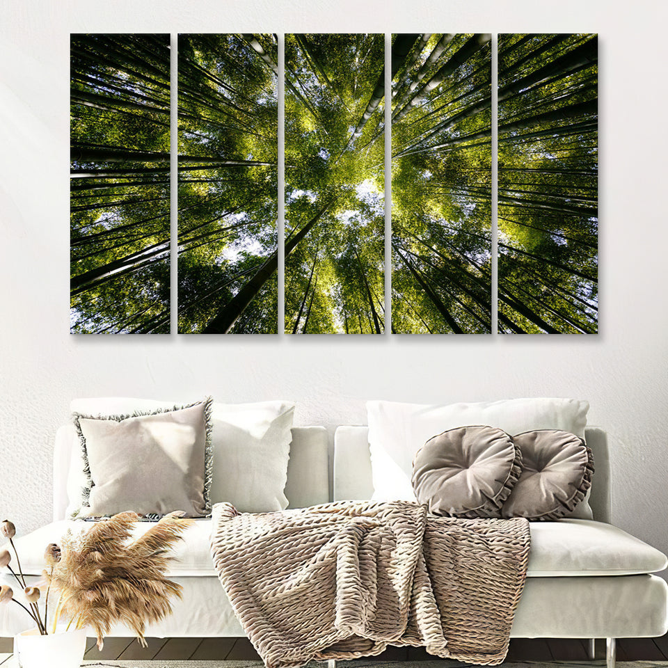 Tree Crowns 5 Piece B Canvas Prints Wall Art Decor - Painting Canvas, Multi Panels