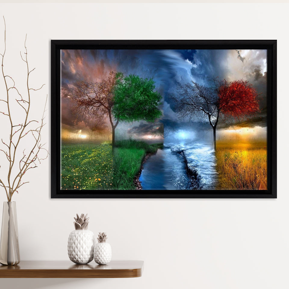 Tree Seasons Framed Canvas Prints - Painting Canvas, Art Prints,  Wall Art, Home Decor, Prints for Sale