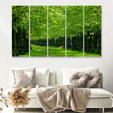Trees Green Nature 5 Pieces B Canvas Prints Wall Art - Painting Canvas, Multi Panels,5 Panel, Wall Decor