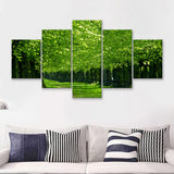 Trees Green Nature  5 Pieces Canvas Prints Wall Art - Painting Canvas, Multi Panels, 5 Panel, Wall Decor