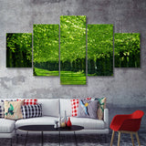 Trees Green Nature  5 Pieces Canvas Prints Wall Art - Painting Canvas, Multi Panels, 5 Panel, Wall Decor