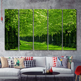 Trees Green Nature 5 Pieces B Canvas Prints Wall Art - Painting Canvas, Multi Panels,5 Panel, Wall Decor