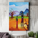 Tribal African People Dry Africa Canvas Prints Wall Art - Painting Canvas, African Art, Home Wall Decor, Painting Prints, For Sale