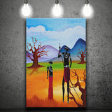 Tribal African People Dry Africa Canvas Prints Wall Art - Painting Canvas, African Art, Home Wall Decor, Painting Prints, For Sale
