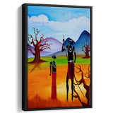 Tribal African People Dry Africa Framed Canvas Prints Wall Art - Painting Canvas,Wall Decor, Painting Prints, Floating Frame
