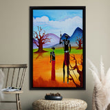 Tribal African People Dry Africa Framed Canvas Prints Wall Art - Painting Canvas,Wall Decor, Painting Prints, Floating Frame
