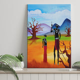 Tribal African People Dry Africa Canvas Prints Wall Art - Painting Canvas, African Art, Home Wall Decor, Painting Prints, For Sale