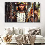 Tribal Native Indian Lady Painted Face American Indian Art 5 Pieces B Canvas Prints Wall Art - Painting Canvas, Multi Panels, Wall Decor