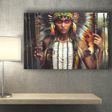 Tribal Native Indian Lady Painted Face American Indian Art Canvas Prints Wall Art - Painting Canvas, Painting Prints, Home Wall Decor