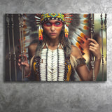 Tribal Native Indian Lady Painted Face American Indian Art Canvas Prints Wall Art - Painting Canvas, Painting Prints, Home Wall Decor