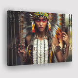 Tribal Native Indian Lady Painted Face American Indian Art Canvas Prints Wall Art - Painting Canvas, Painting Prints, Home Wall Decor