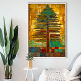 Tribal Trees In Abstract Form   Wall Decor Framed Canvas Prints Wall Art, Floating Frame, Large Canvas Home Decor